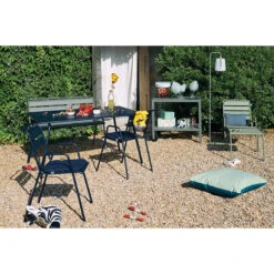 Galette Color Mix Pour Chaise FERMOB Monceau - Bleu Nuit -Fermob Soldes Magasin 2721 coussin galette bleu ambiance 1